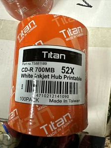 Titan CD-R 52X Semi-Glossy Water Resistant White Inkjet Printable 100PK -sealed - Picture 1 of 3
