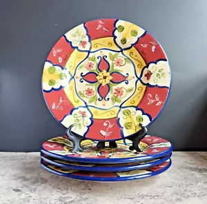 4er Set Vintage Pier 1 Vallarta bunt 9 Salatteller für Retro Esszimmer - Bild 1 von 10