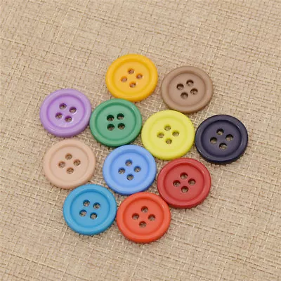 Multicolor Round 4-Holes Button Resin Making Sewing DIY Scrapbooking Accessories - Image 1 of 3