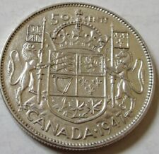 1947 Canada Silver Half Dollar Coin. CURVED 7 RT KEY DATE NICE GRADE (RJ6)