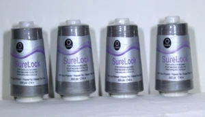 NIP SureLock Coats Thread 4 x 3000 Yards Spools 100% Spun Polyester Nickel Gray - Picture 1 of 3