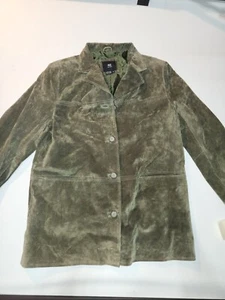 ISZ Leathers Women's M Genuine Leather NWT Green Jacket Washable Suede - Foto 1 di 11