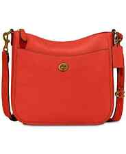 Coach Chaise Crossbody Polished Pebbled Leather Red/Orange Handbag Purse NEW