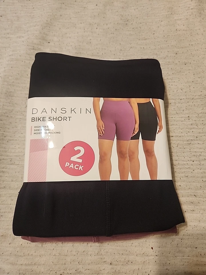 Paquete de 2 pantalones cortos de bicicleta Danskin para mujer con bolsillos laterales cintura alta talla M nuevos con etiquetas Foto 1 de 1