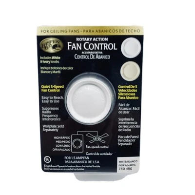 Rotary Action Fan Control - Quiet 3 Speed - Hampton Bay Fan Control Ceiling Fan - Image 1 of 4