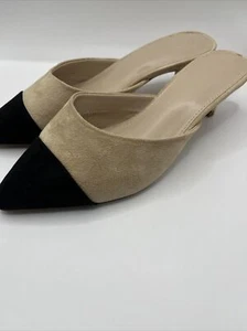The Drop Women's Paulina Pointed Toe Two-Tone Mule Natural/Black Size 7.5 NWOT - Bild 1 von 8