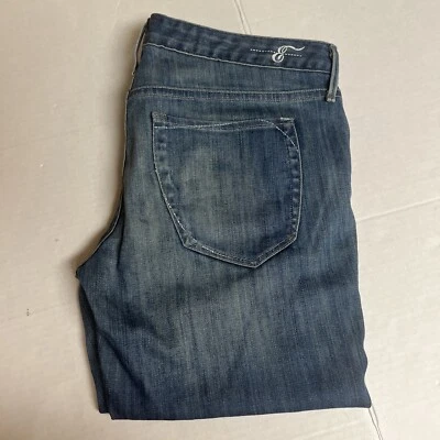 Calça jeans Harlan reta costurada a sério azul feminina etiqueta 29 (real 32W) ajuste regular - Imagem 1 de 4