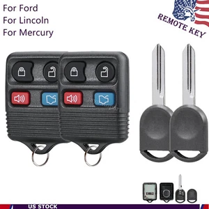 2 For Ford Explore Entry Remote Control Fob Clicker Transmitter + Ignition Key - Picture 1 of 10