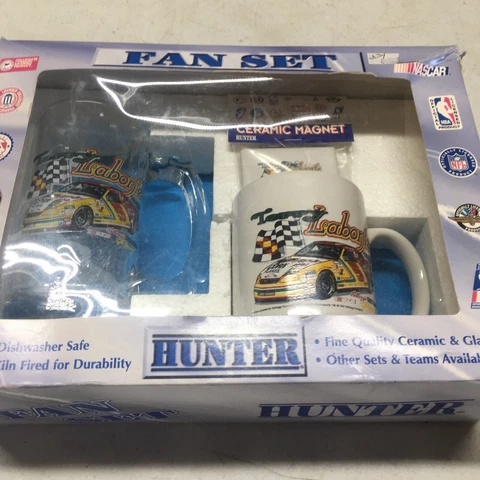 Terry Labonte Nascar FAN SET Lg Glass Mug Coffee Mug Ceramic Magnet NIB Cover