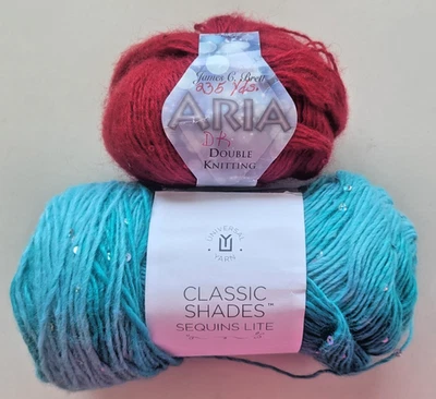 2 Yarns: Universal Yarn Classic Shades Sequins Lite & James C. Brett Aria - Image 1 of 4