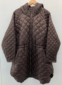 Athleta Whisper Featherless Parka Womens 3X Brown Quilted Hooded Long Coat - Picture 1 of 8