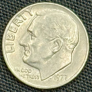1977 No Mint Mark Circulated Roosevelt Dime - Picture 1 of 4