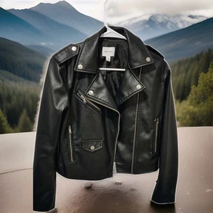 Nine West Faux Imitation Leather Biker Jacket Womens Size : xs Outerwear - Picture 1 of 4