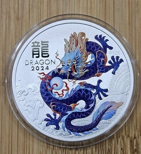 Australien 2024 1 oz Silber Jahr des Drachen lila coloriert Stempelglanz in Kapsel - Bild 1 von 2