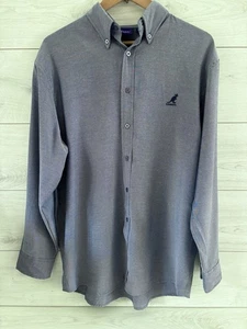 Kangol Vintage 90’s Blue Buttoned Smart Shirt Retro Rayon Men’s Size Large Soft - Bild 1 von 8