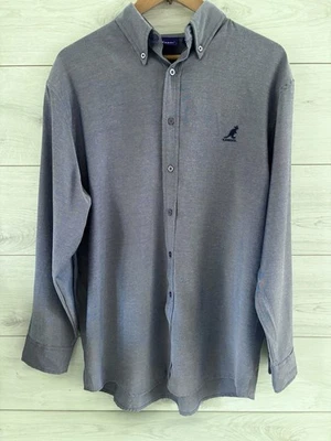 Kangol Vintage 90’s Blue Buttoned Smart Shirt Retro Rayon Men’s Size Large Soft - Image 1 of 4