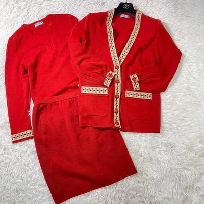 Juego de 3 piezas Yves Saint Laurent 100 % lana, rojo, talla M, para mujer U7407 Foto 1 de 4