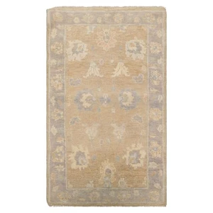 LoomBloom 3'1''x5'2" Tan Hand Knotted Afghan Oushak Transitional Wool Rug - Picture 1 of 4
