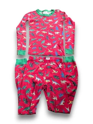 Hanna Andersson Long John Pajamas Dinosaur Red Green Holiday Size 140 US 10 - Image 1 of 4