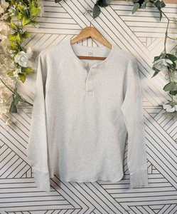 Camisa Outerknown Para Hombres Gris Henley Vellón Térmica Manga Larga Algodón Talla Grande REA - Imagen 1 de 8