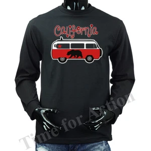 Golden State California Republic Cali Bear Cali Life Red Van Bus Long Sleeve - Picture 1 of 17