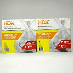 2 Lot HDX 10 Gal Clear Trash Bags Multi Purpose Kitchen Waste Bin Liner 250 Bags - Picture 1 of 8