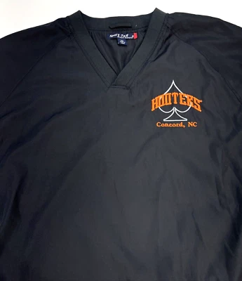 Hooters Concord NC Sport-Tek V Neck Long Sleeve Lined Windbreaker Men 2XL Black  - Image 1 of 4