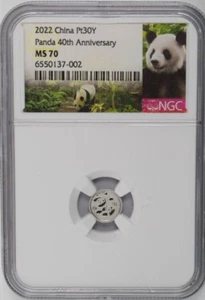 2022 China 30 Yuan - 1g Platinum Panda 40th Anniversary - NGC MS70  ~~ RARE ~~ - Picture 1 of 2