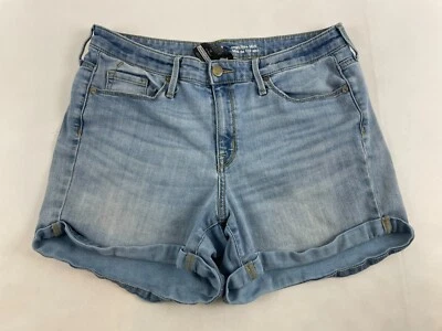 Pantalones cortos de mezclilla Mossimo, para mujer talla 12, azul, denim, tiro alto, midi Foto 1 de 4