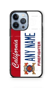 Personalized California Fire Fighter License Plate Phone Case for iPhone Samsung - Picture 1 of 11
