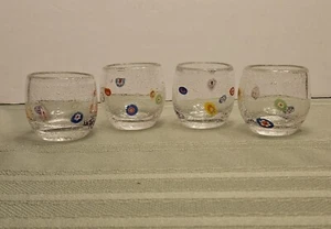 4 Millefiori Zazz Votive Candle Holders Bubble Glass Crate and Barrel *READ* - Picture 1 of 9