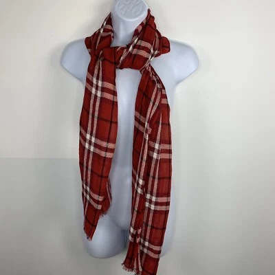 Unbranded Womens Fashion Rectangle Scarf Red White Plaid Fleece Lightweight - Imagem 1 de 4