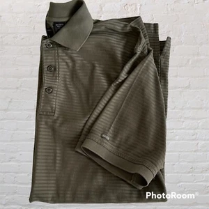 IZOD Size XL Polo Shirt Short Sleeve Green Striped 100% Mercerized Cotton India - Picture 1 of 7