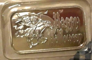 1 oz. Silver Bar .999 Fine SilverTowne Mint HAPPY HALLOWEEN HEADLESS HORSEMAN!! - Picture 1 of 2
