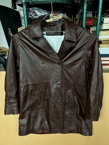 Vintage Coach Men's Full Grain Leather Jacket Button Up Size Large Brown - Picture 1 of 14