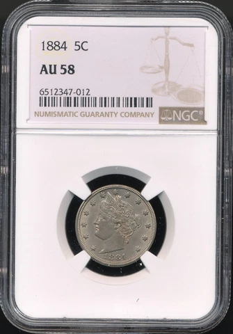 1884 Liberty "V" Nickel NGC AU 58 *Better Date!* Cover