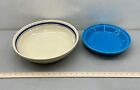 2 Large Turquoise, White Roseville & Fiesta Pottery Bowls