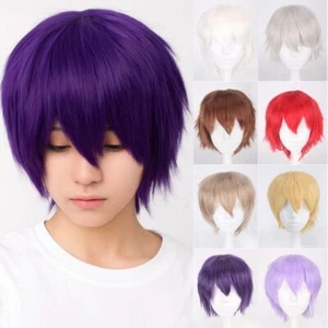 Synthetic Short Straight Hair Multicolour Male Layered Wigs Men Women - Picture 1 of 32