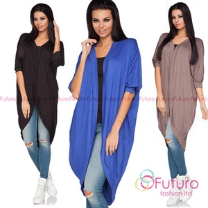 Womens Long Waterfall Cardigan Batwing Blazer Cape Bolero Size 8-14 8184 - Picture 1 of 6