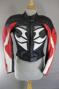 HEIN GERICKE RACETEC BLACK, RED & WHITE LEATHER BIKER JACKET + CE ARMOUR: SIZE 6 - Picture 1 of 10