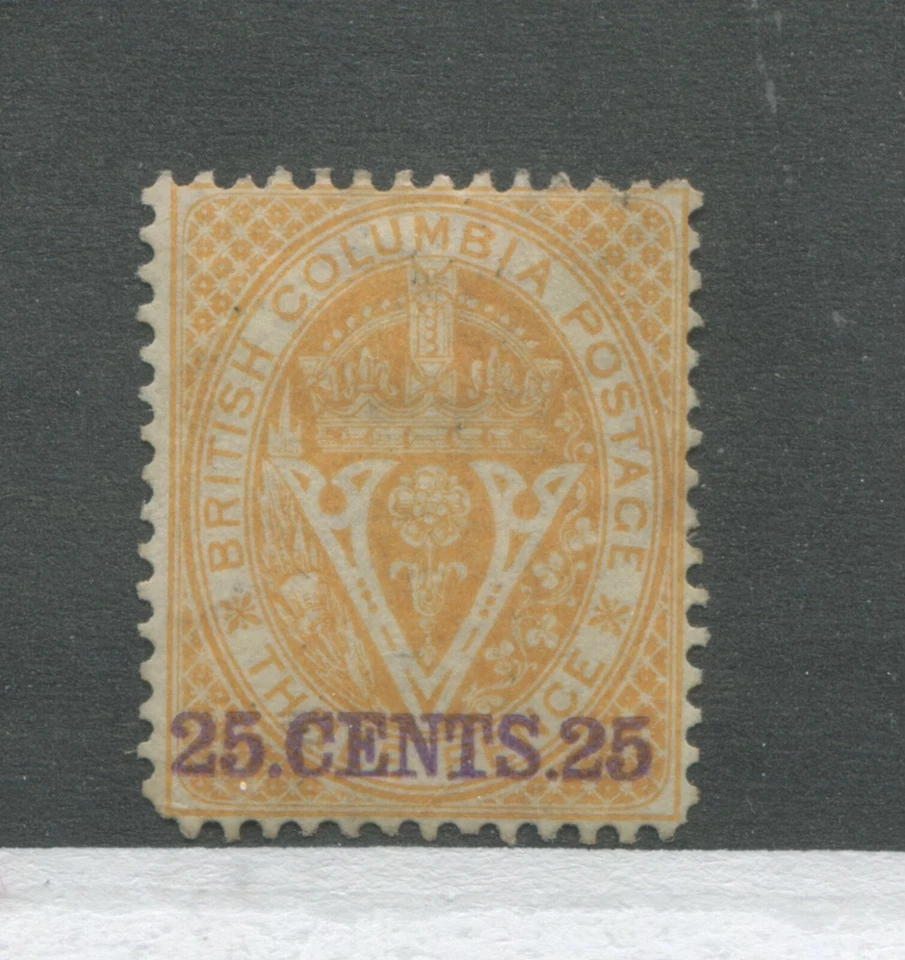 British Columbia 1867 overprinted 25 cents mint no gum - Image 1 of 1
