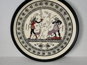 Ceramic Hanging Plate Hand In Made Greece- Sassalos With Artemis And Hraklis 10" - Picture 1 of 2