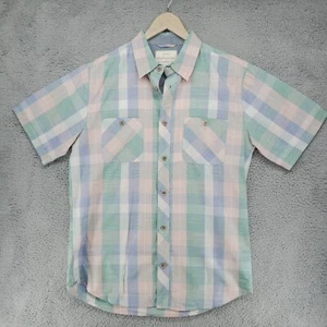 Weatherproof Vintage Shirt Mens M Blue Green Plaid Short Sleeve Button Down - Picture 1 of 18