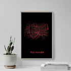 Rochester, New York State, USA Map "Red Splatter" - Art Print Poster Gift
