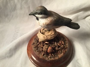Tallado de madera de pájaro de colección de Titmouse por B. Burton 1997 - Imagen 1 de 9