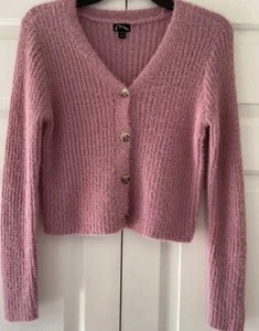 Girls ART CLASS Cardigan Pink/Mauve Fuzzy Sweater, Crop, Size XXL (18) - Picture 1 of 4