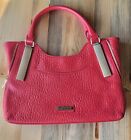 Lodis Red Pebbeled Leather Handbag With Side Zipper Details NWOT