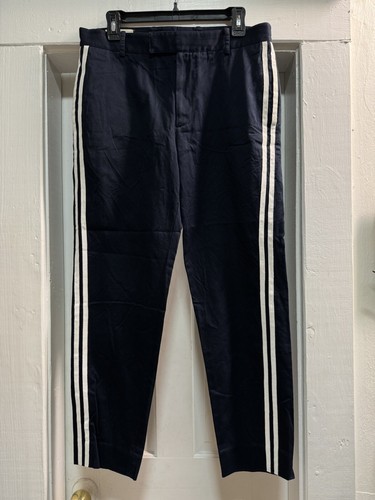 Gucci pantaloni abito blu navy a righe 48