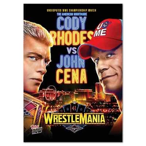 2025 Topps Now WWE #WM1 Cody Rhodes John Cena WrestleMania PRESALE - Picture 1 of 2