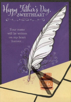 Punta troquelada pluma con lazo negro gema roja tarjeta del día del padre para novia Foto 1 de 2